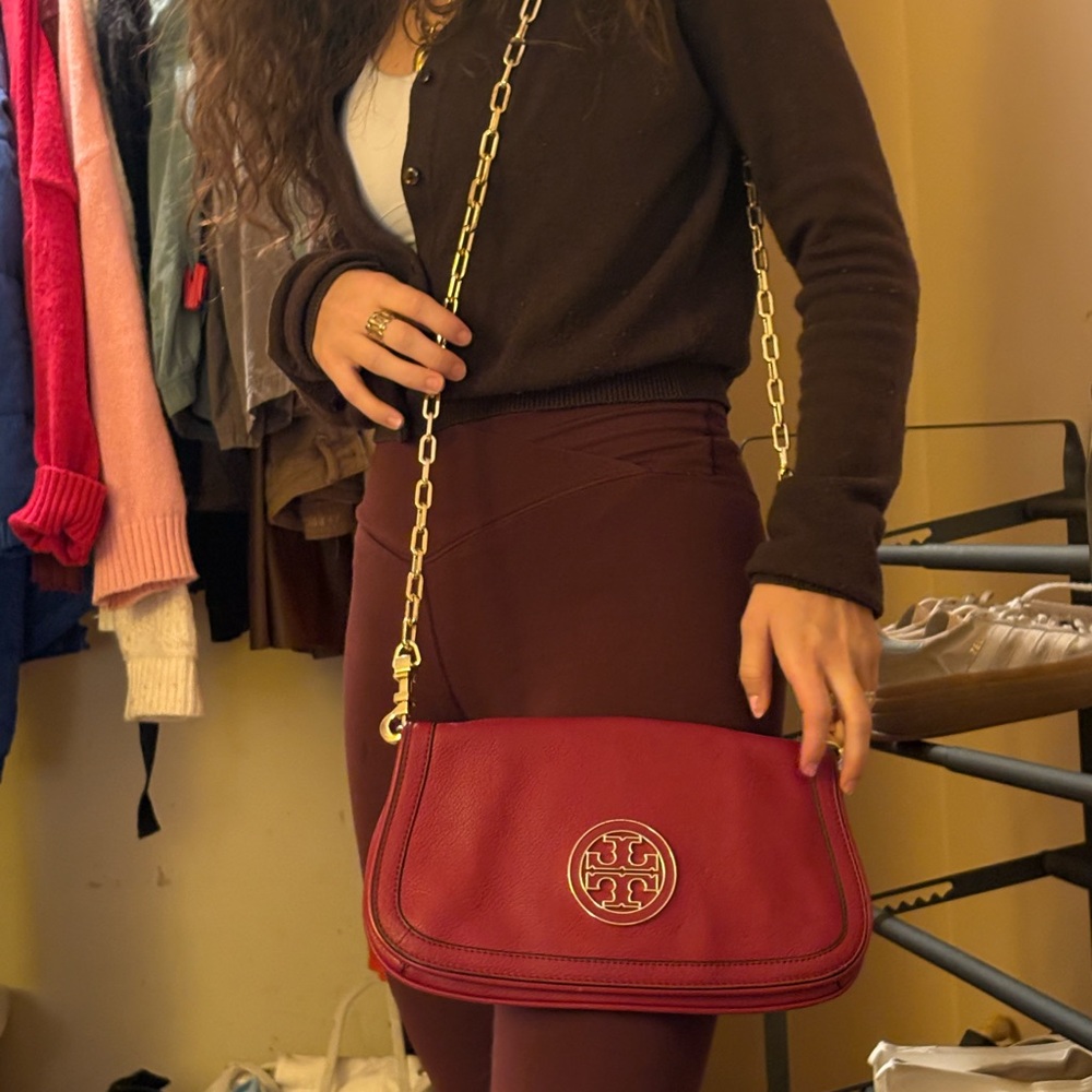 Tory Burch Red Shoulder Bag with Gold Chain